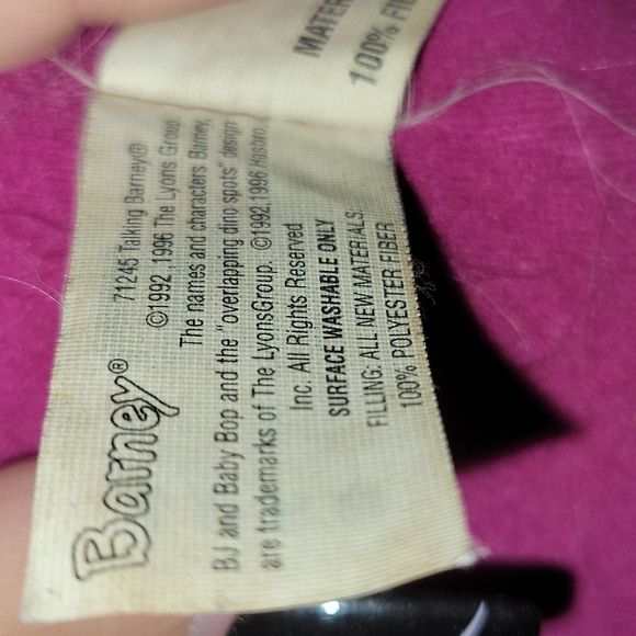 Vintage 1992 talking Barney plushie playkool - Picture 7 of 7